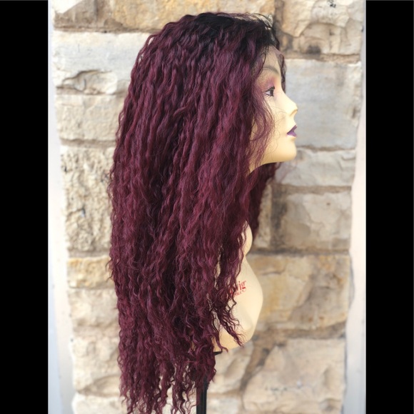 Burgundy Wine Spiral curls Lacefront Wig main image 4